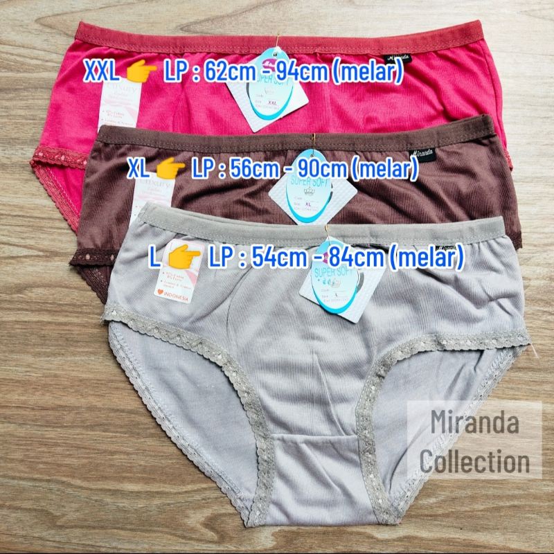 Celana Dalam Wanita Bahan TC Spandex L XL XXL Motif Polos Dan Renda - Miranda