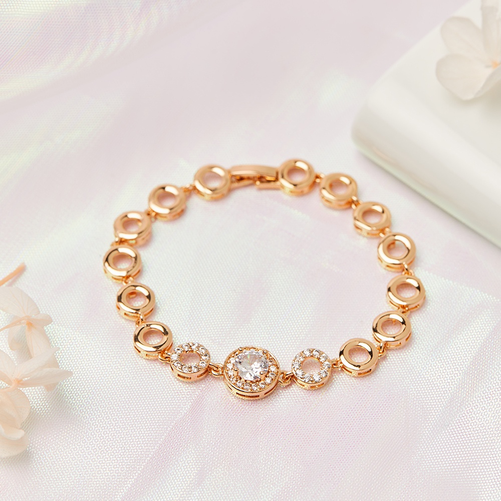 Y314 Gelang Titanium Rantai Permata Wanita Gelang Wanita Anti Karat Lapis Emas Aksesoris Fashion