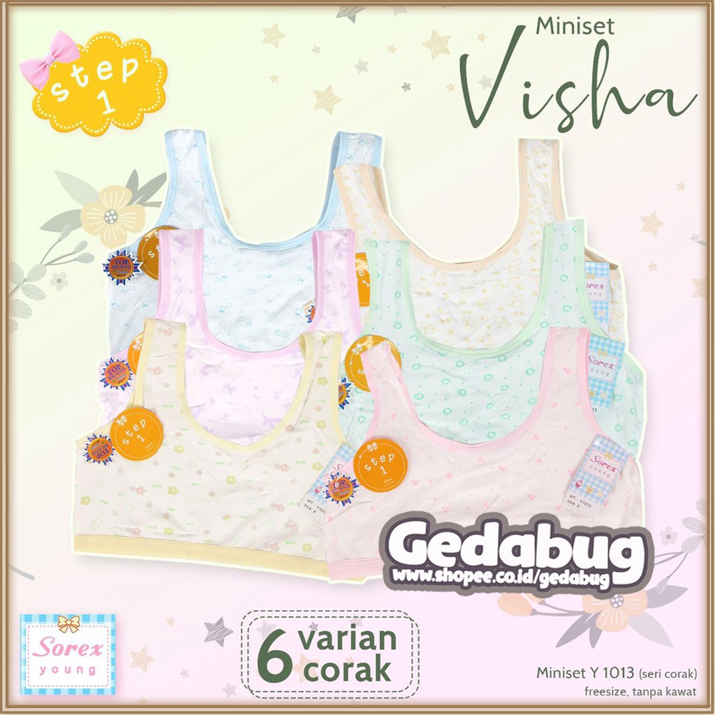 Miniset anak Sorex Young Y 1013 Miniset Anak Remaja Y1013 Step 1 Freesize Tanpa Kawat Motif - Gedabug