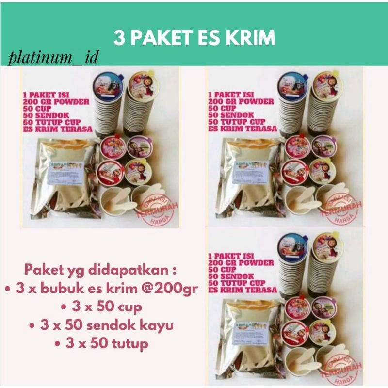 

PAKET USAHA ES KRIM/3 PAKET BUBUK ES KRIM/USAHA ES KRIM RUMAHAN/PAKET ICE CREAM/ES KRIM ENAK