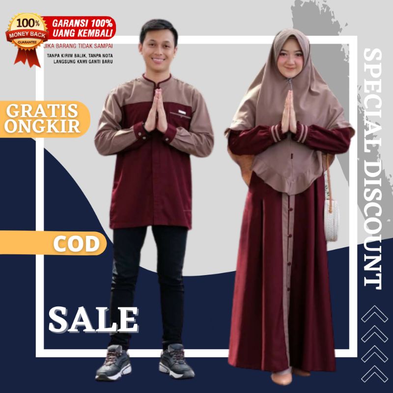 Baju kapelan Set Busana Muslim Pria Dan Wanita Gamis Pasangan Murah Suami Istri modern kekinian