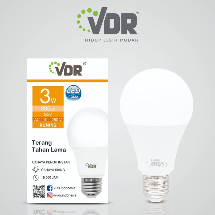 Lampu led 3w kuning / warm white vdr