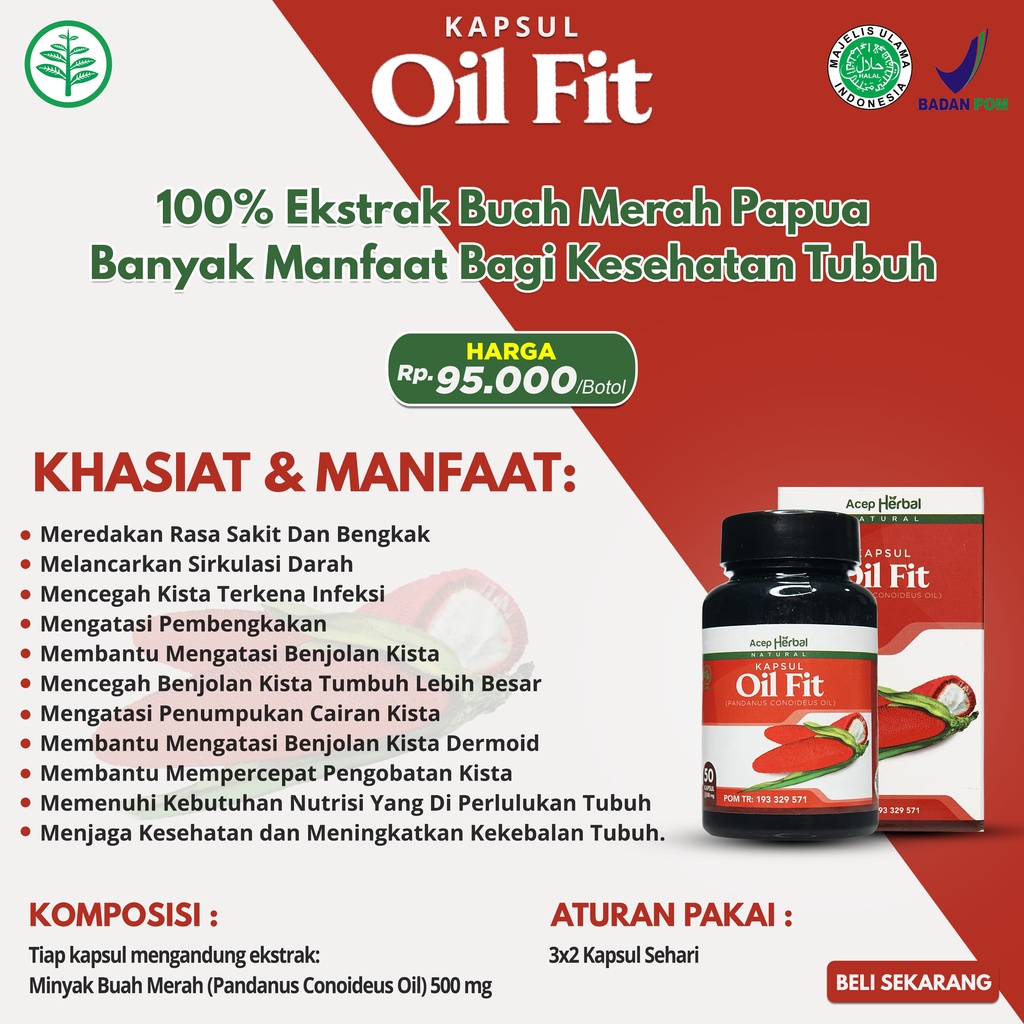 OIL FIT KAPSUL Ekstrak Buah Merah Papua Terlaris 100% Original HALAL dan BPOM Obat Herbal Segala Pen