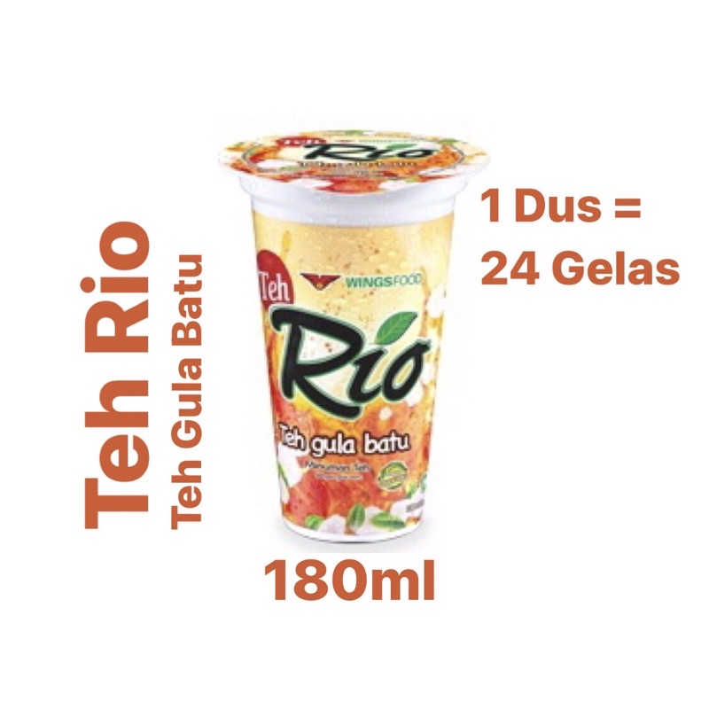 

〖Teh Rio Gelas 180ml | 1 Dus - 24 Gelas (@180ml) | Teh Gula Batu〗