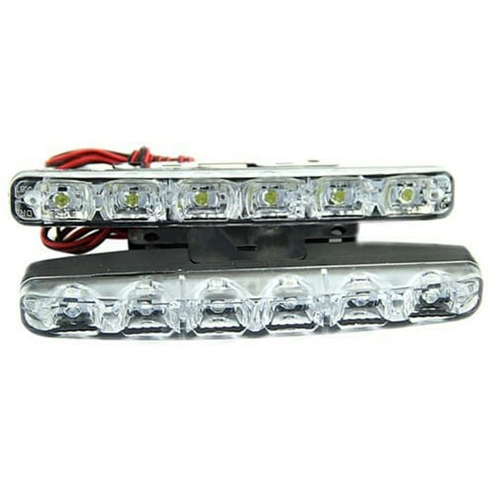 2 Pcs Lampu 6 Led Mobil Drl Depan Fog Lamp Sen Sorot Tembak Senja Kota - Putih