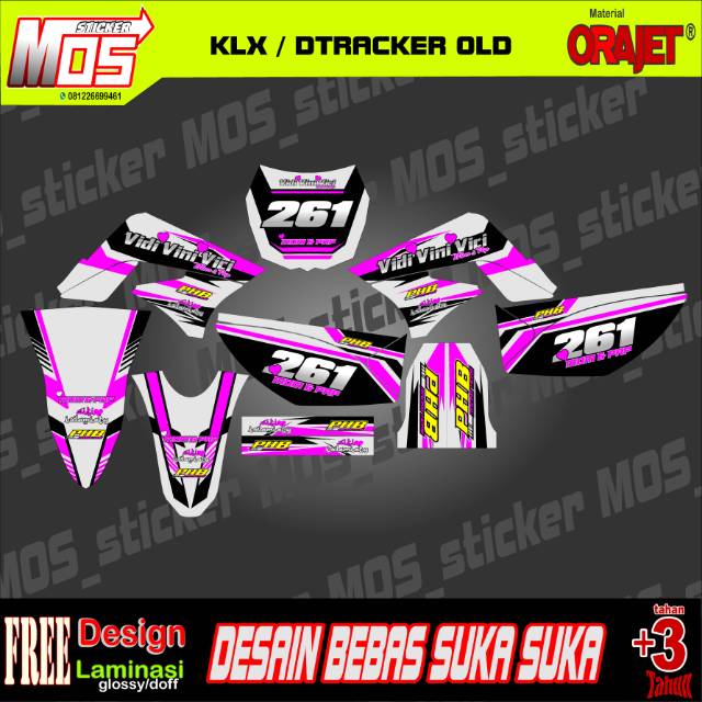 Decal stiker Dtracker 150 old atau Klx old warna pink cantik