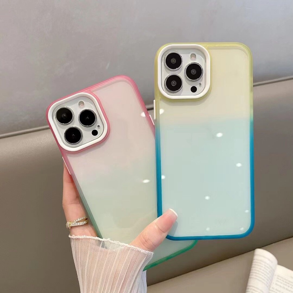 Case TPU Akrilik Bening Gradasi Kualitas Tinggi Untuk iPhone 11 Pro Max 12 Pro Max 13 Pro Max