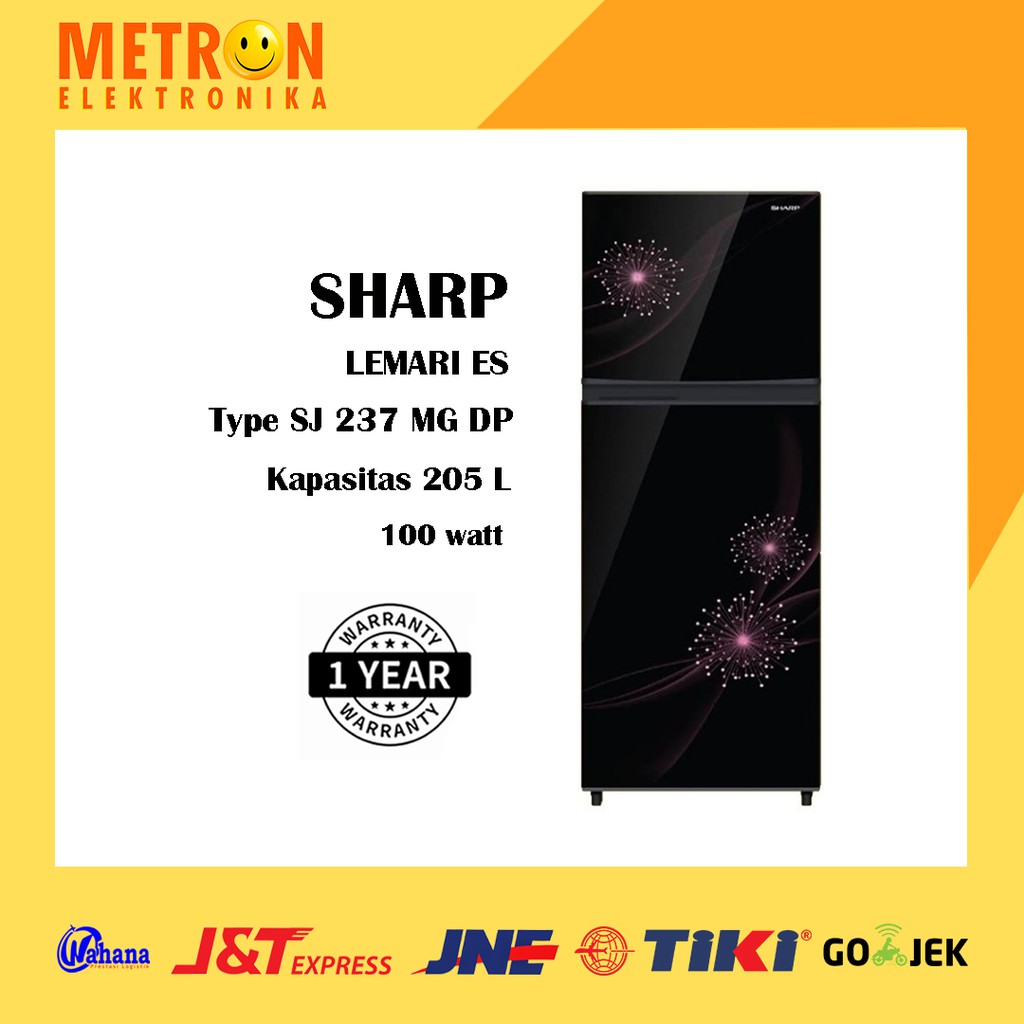 SHARP SJ 237 MG DP / DANDELION PINK / KULKAS LEMARI ES 2 PINTU / SJ237MGDP