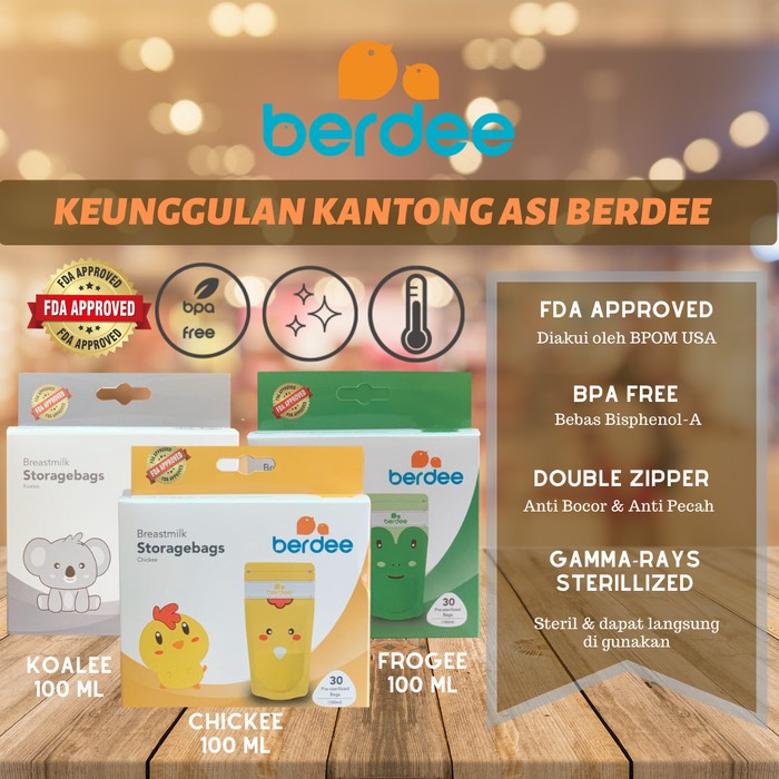 Kantong ASI Berdee 100 ml Breastmilk Berdee / Gabag dengan Thermal Indicator Kantong Asi 100 ml