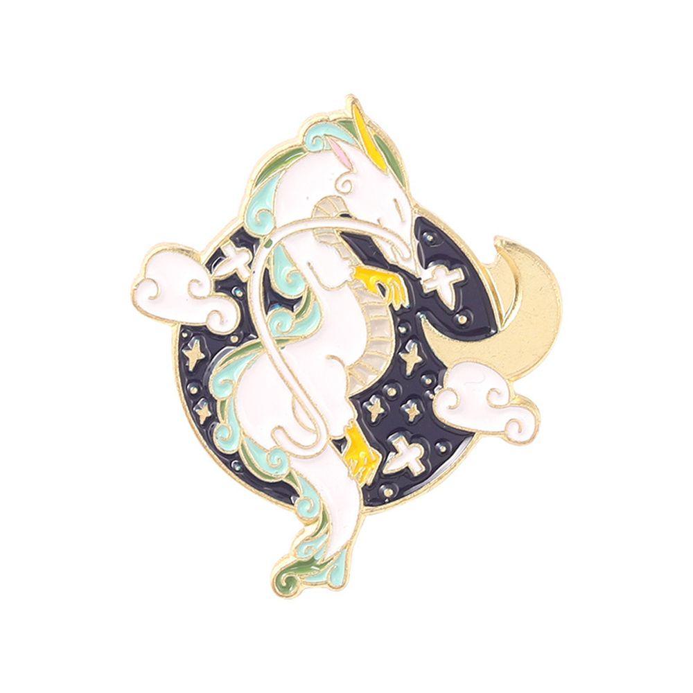 MXBEAUTY Lencana Hewan Pin Warna-Warni Perhiasan Hadiah Perhiasan Aksesoris Spirited Away Desain Hewan Gragon Logam Enamel Bros