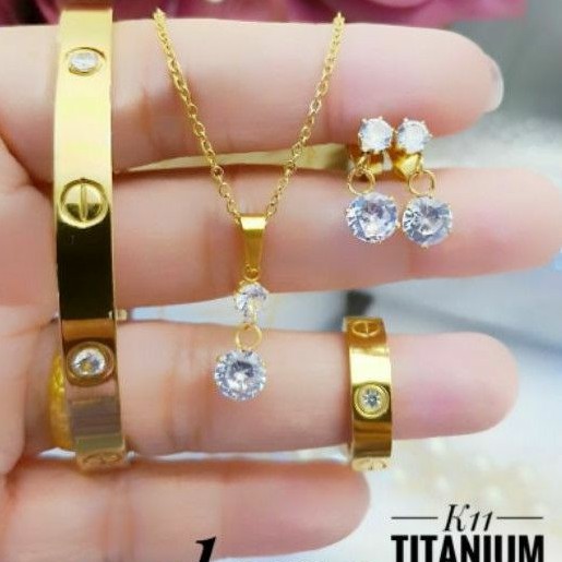 Titanium Set Perhiasan  Wanita  5mn4