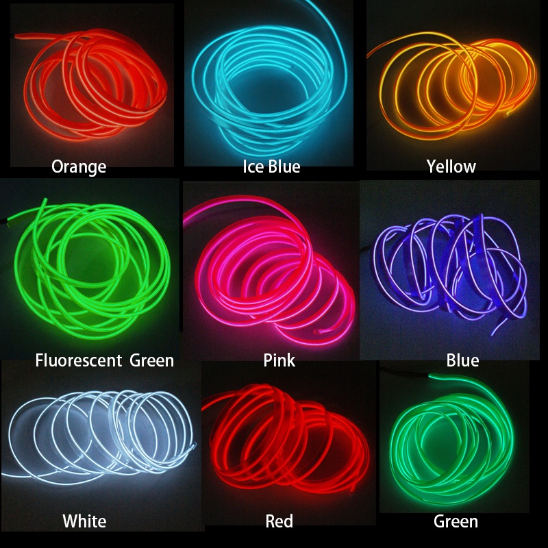 Lampu Strip Neon EL Wire Flexible Untuk Interior Mobil DIY