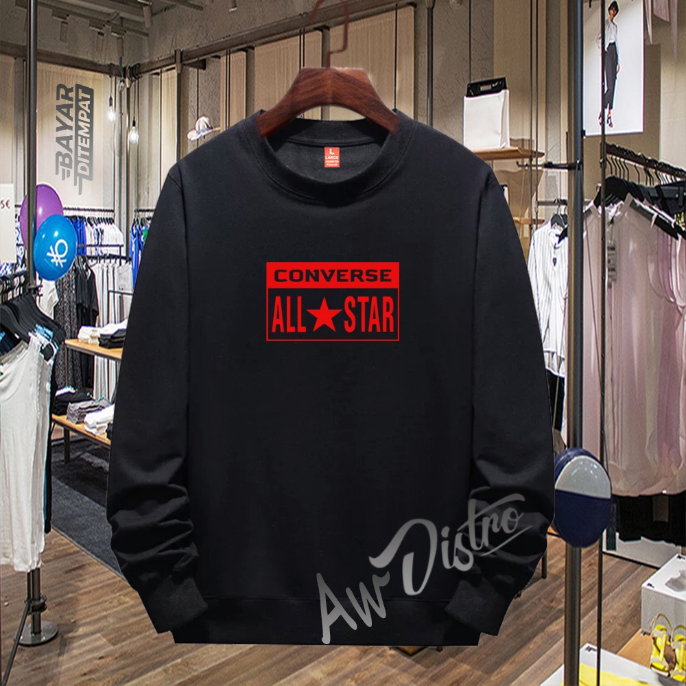 COD Sweater Distro Converce All Star Ret Premium Quality Sweater Tulisan Jaket Kata-Kata Hoodie Sablon