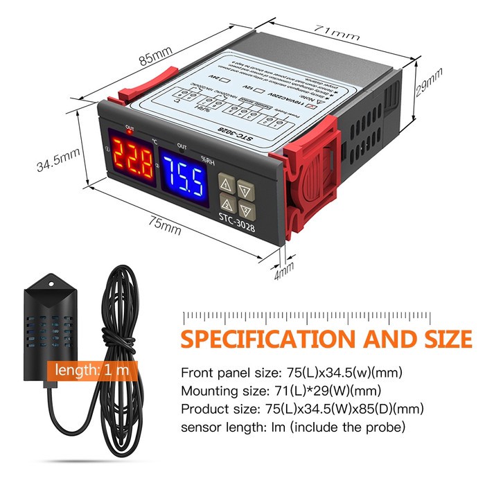 STC-3028 Temperature Humidity Controller AC110-220V Thermostat -MD40