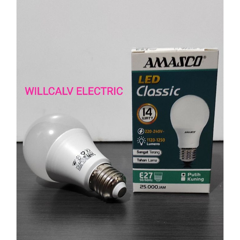 LAMPU LED AMASCO CLASSIC 14W 14WATT 14 W 14 WATT CAHAYA PUTIH