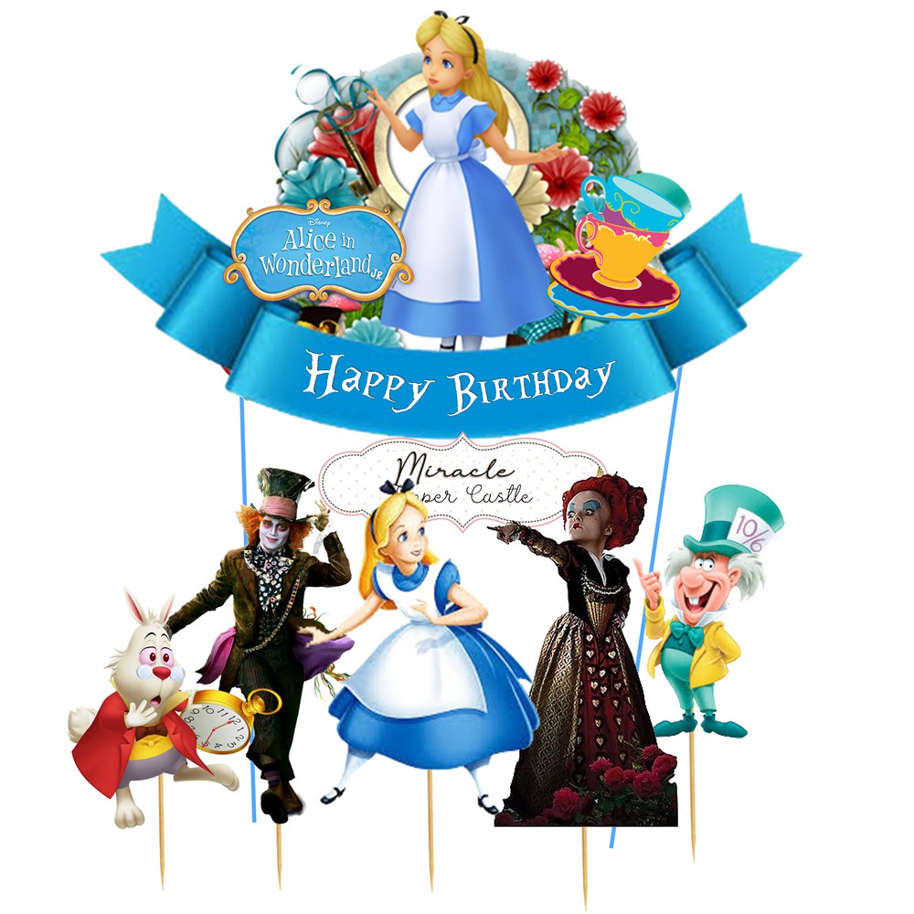 Alice in wonderland cake topper