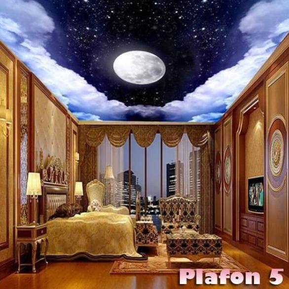 Walpaper Wallpaper Wall Stiker Sticker PLAFON 3D CUSTOM Bulan Malam Terbaru