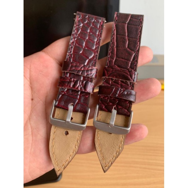 Strap Tali Jam Tangan Kulit Asli motif croco 24mm