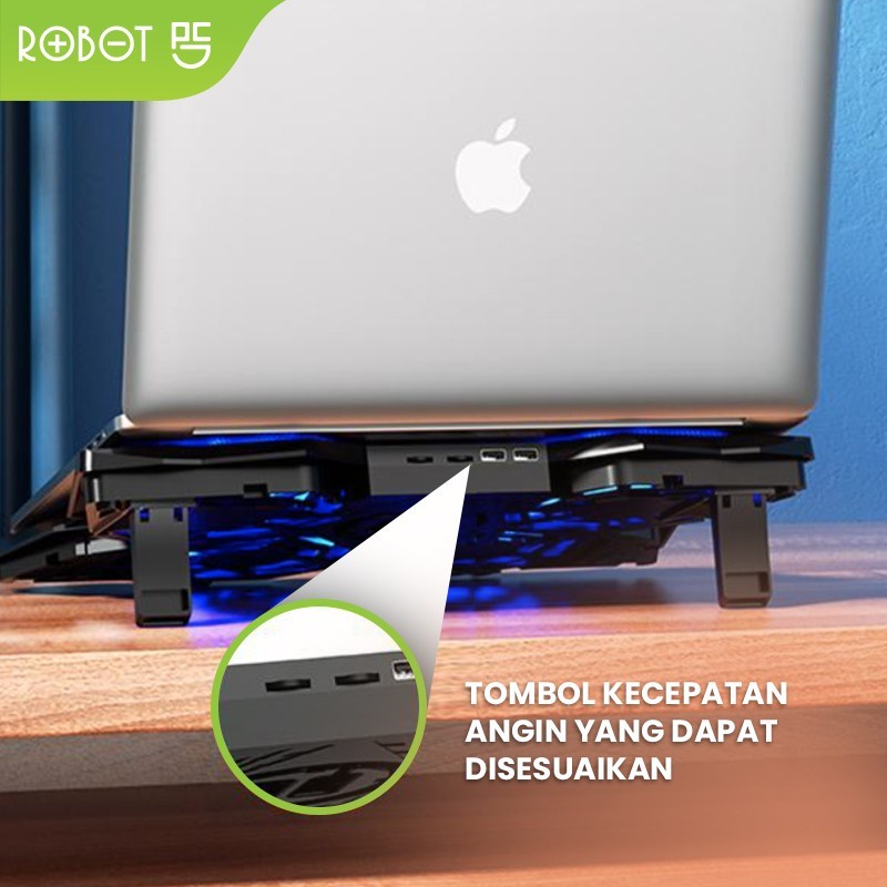 Robot RT-LCS02 Portable Laptop Cooling Stand 4 Fan Dual USB Port