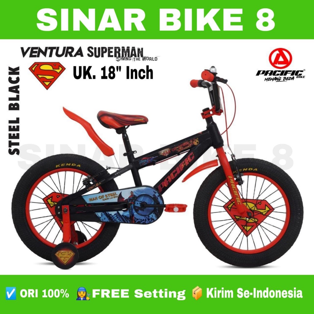 Sepeda Anak Laki Bmx PACIFIC  Ukuran 12&quot; 16&quot; &amp; 18 Inch VENTURA SUPERMAN Ban Jumbo