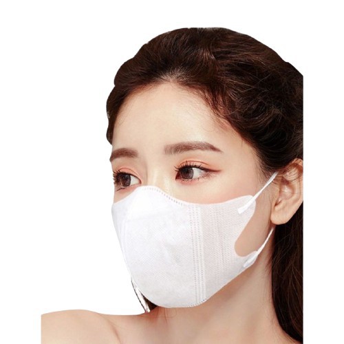 DF VZ039 Masker Duckbill Hitam 3Ply 10Pcs Mask Earloop 3D Putih Protective Mask Duckbill Kemasan Ziplock