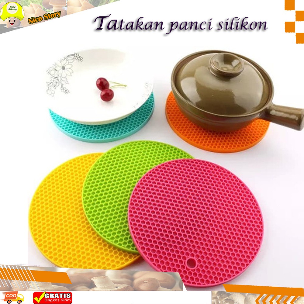 (NCS) COD TATAKAN PANCI SILIKON Alas Meja Besar Anti Panas Slip Silicone Jampel Heat Proof
