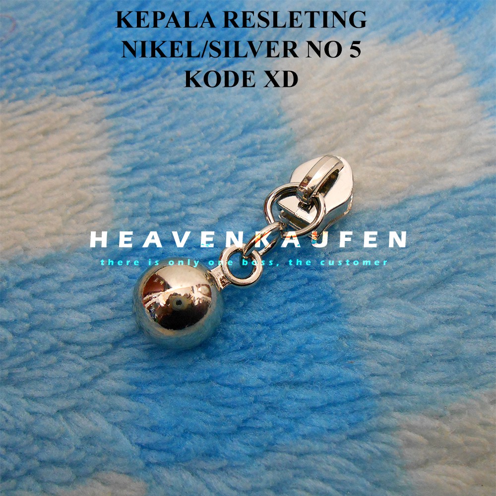 Kepala Resleting Silver Nikel No 5 Variasi Bandul Bulat