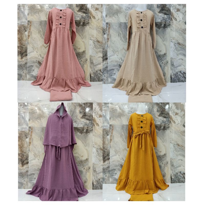 GAMIS CRINKLE ANAK RAYON CRINKLE RUBIAH RUBY GAMIS ANAK