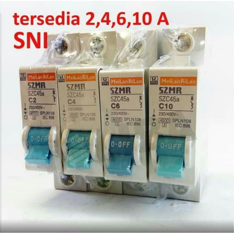 MCB SZMR MeiLan RiLan 2A/ 2Ampere 1 Phase/ 1 Pas SNI Standar PLN