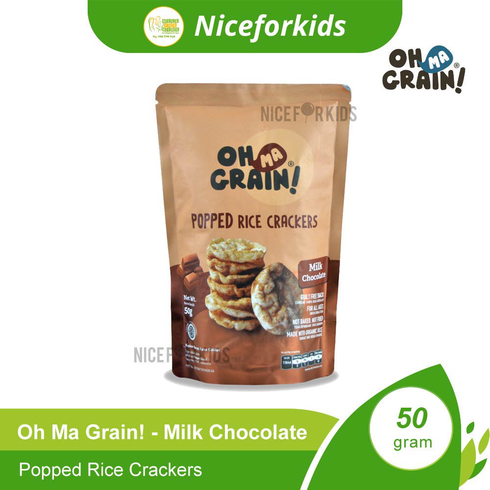 Oh Ma Grain Popped Rice Crackers 50gr / Cemilan Sehat Bebas Gluten