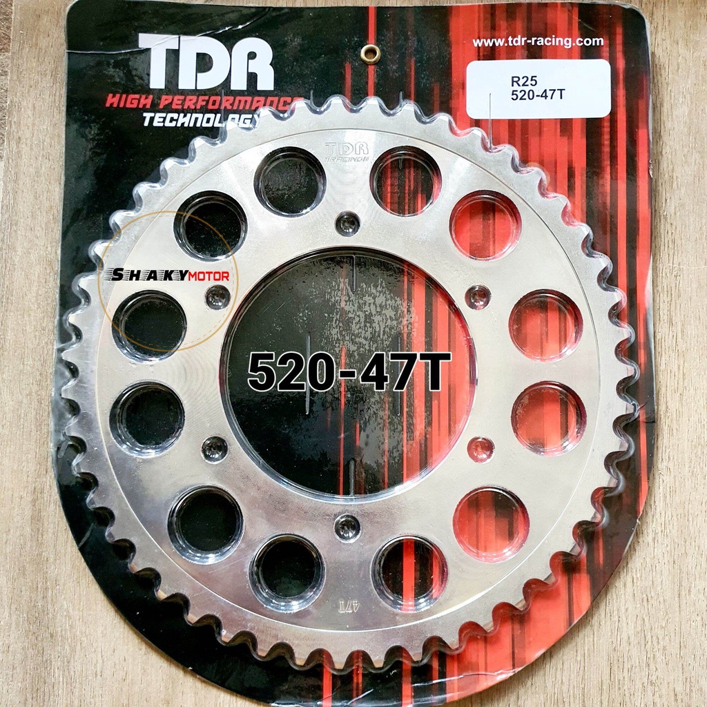 PROMO GEAR GIR BELAKANG YAMAHA R25/NINJA 250 SILVER SIZE 520 41,42,43,44,45T,46,47 TDR RACING