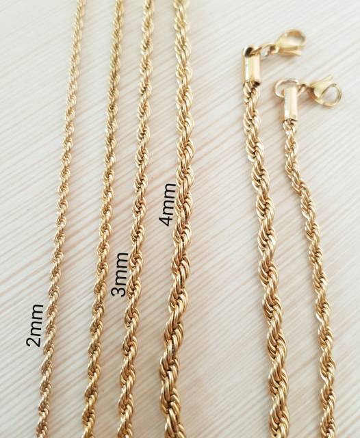 Kalung tambang Titanium Gold Import Antikarat