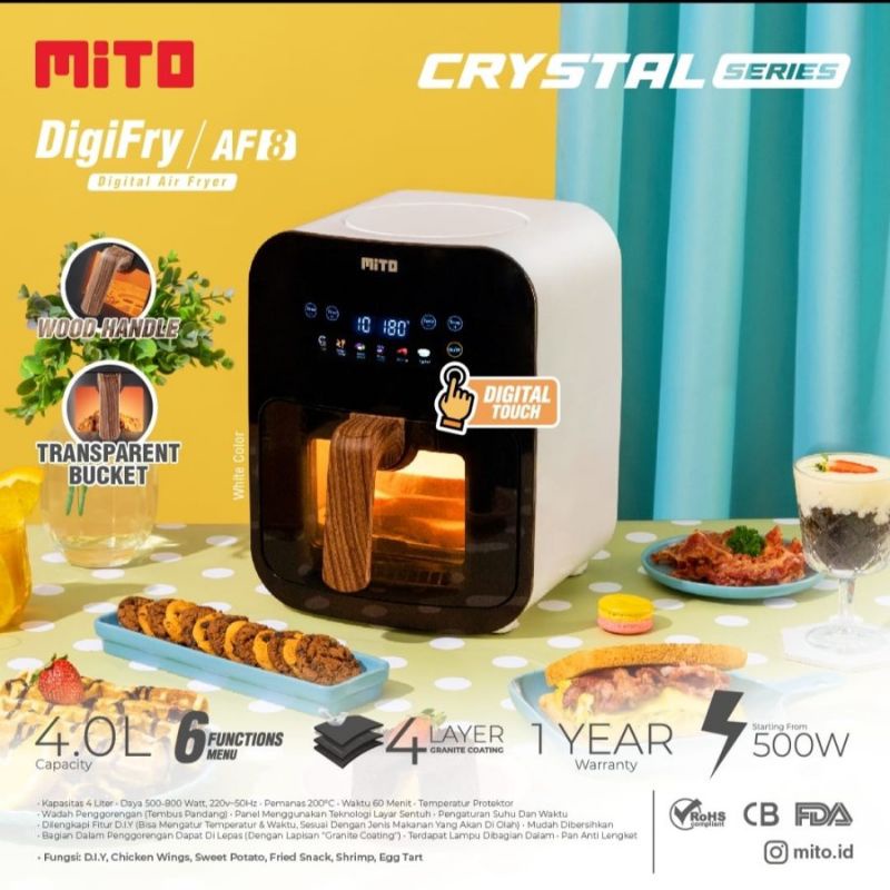MITO AIR FRYER CRYSTAL MITO-AF8-CRYSTAL / PENGGORENGAN TANPA MINYAK MITO