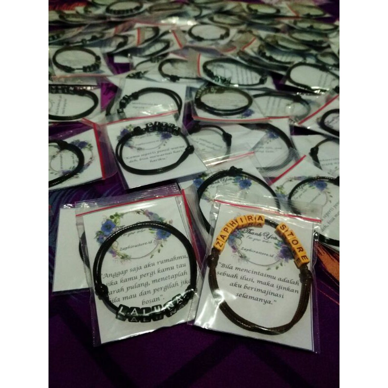 ZaphiraStore COD (BELI 10 GRATIS 1) Gelang Tali Nama/Inisial CUSTOM | GELANG HURUF Dadu