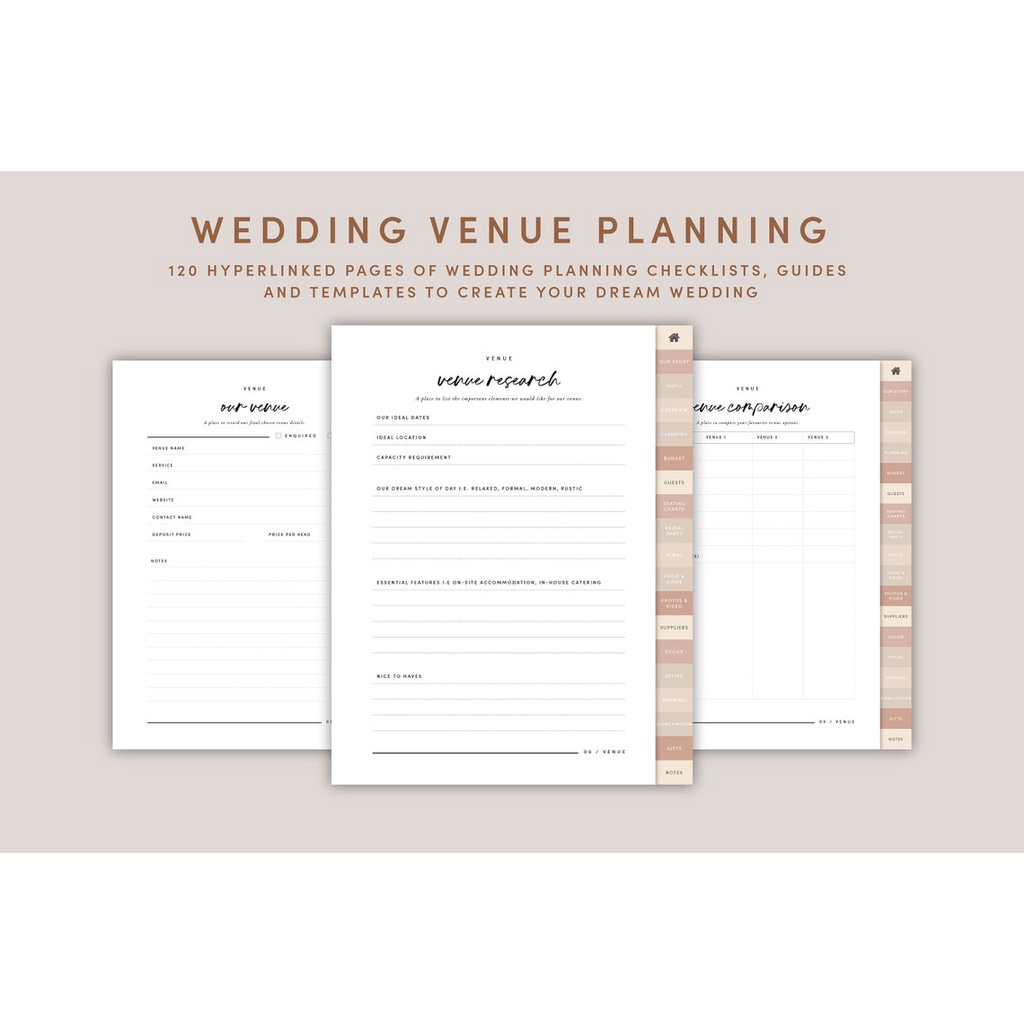 Digital Journal &amp; Planner - Wedding Checklist &amp; To Do List Kit for Goodnotes, Notability, Xodo (Full Page &amp; Tab Hyperlinked)