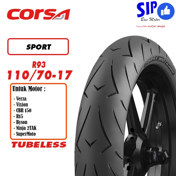 Ban motor sport Corsa R93 110 70 17 Platinum soft compound tubeless