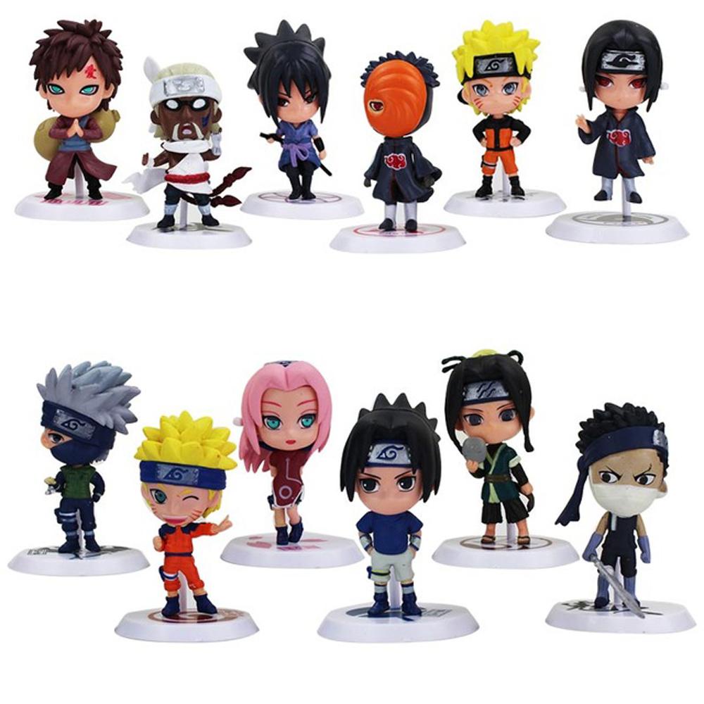 Agustinina Naruto 6pcs/ Mainan PVC Lot Gaara Sasuke Obito Model Figurine Kakashi