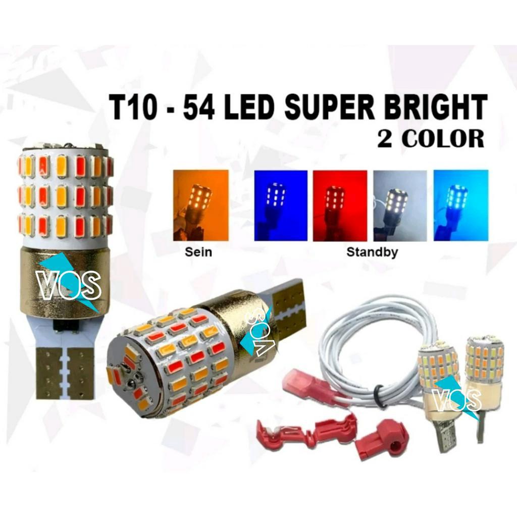 LAMPU SEN T10 2 MODE SENJA &amp; SEIN 2 WARNA 54 MATA LED SUPER TERANG UNIVERSAL