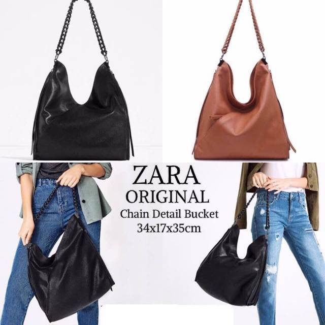 Tas zara chain with detail bucket / zara tote bag / zara chain tote bag