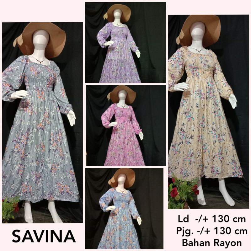 Dress Savina kerut dada panjang