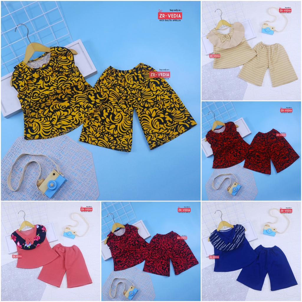 (MOTIF) Setelan Intana Anak uk 1-4 Tahun / Set Atasan Bawahan kulot - Rok Perempuan Baju Model Cewek Import