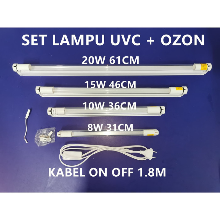 LAMPU UVC STERILIZER OZON 20 WATT T6/UV GERMICIDAL DISINFECTAN KAP SET