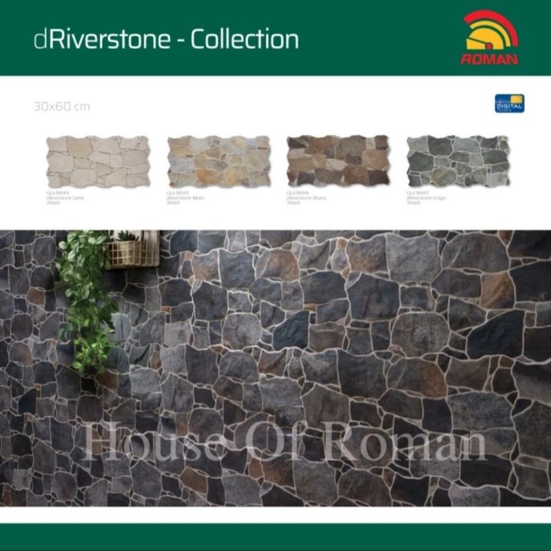 Roman Keramik Interlock dRiverstone Series (Natural Stone Mood)/ Roman Keramik Dinding Interlock / R