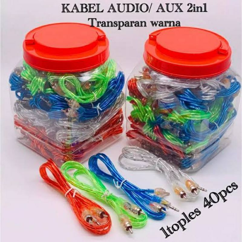 KABEL TEBAL SOLID AUX 2IN1/JACK 3.5MM AUDIO RCA 2IN1 1.5M 1TOPLES@40PCS