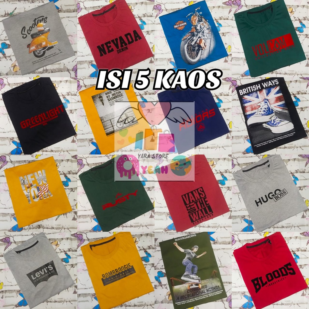 KAOS ISI 5 DEWASA PRIA WANITA / Kaos Distro Murah / Kaos Pria Wanita / Kaos Sablon / kaos Size XS S M L XL XXL 3XL Dan 4XL