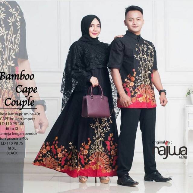 GAMIS MAXI BATIK COUPLE CAPE BRUKAT BAMBOO OPEN LIST ORI NAJWA