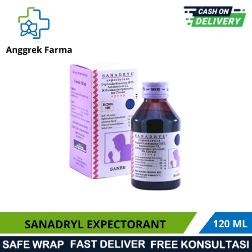 SANADRYL EXPECTORANT 120 ML/OBAT BATUK BERDAHAK/MEREDAKAN BATUK BERDAHAK KARENA ALERGI