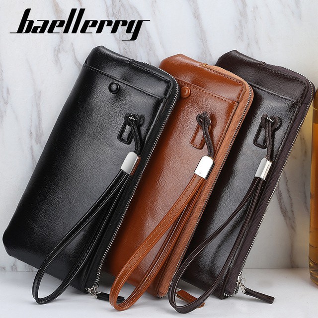 Baellerry Dompet kulit pria panjang Kartu Ada Tali dan Slot Hp BLY06