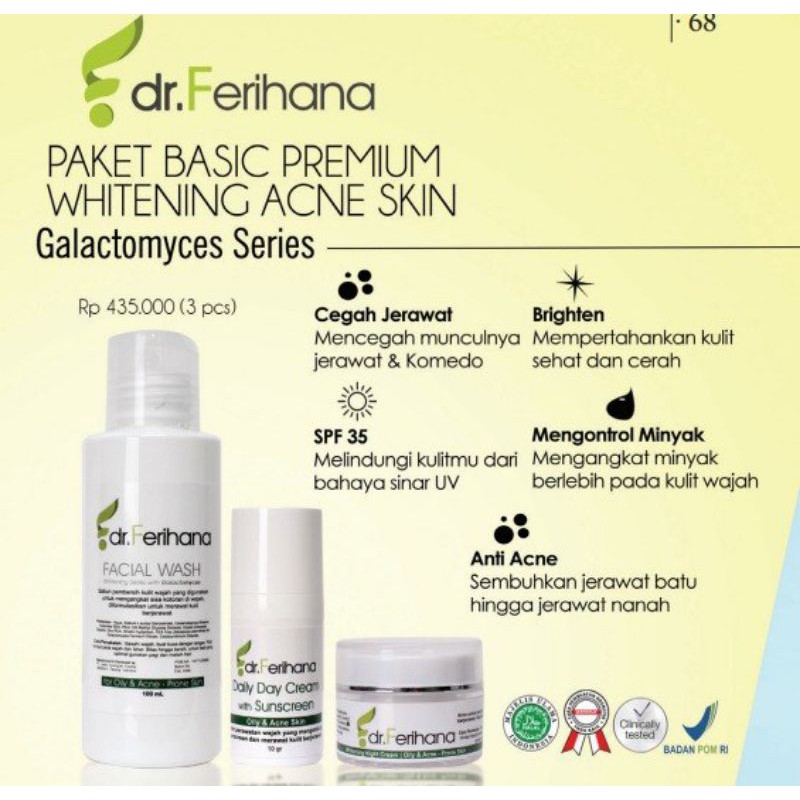 Dr.Ferihana Paket Premium Basic Whitening Acne Skin