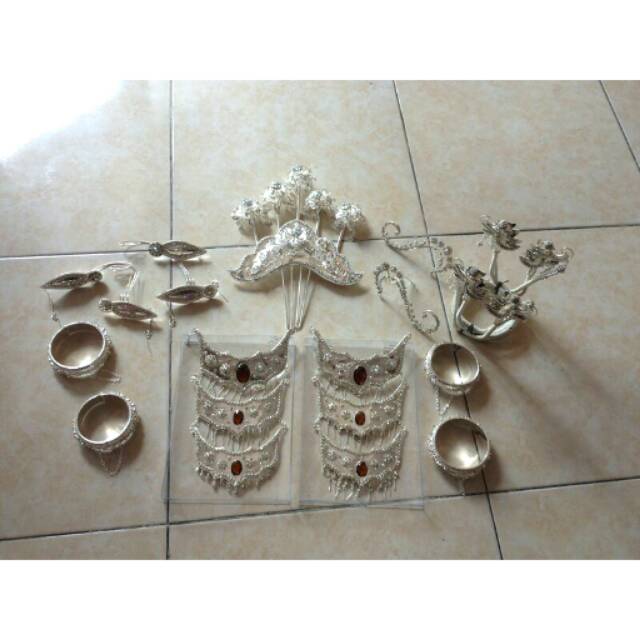 Aksesoris ageng jawa lengkap perak dan kuningan aksesoris pengantin jogja komplit  paes ageng manten